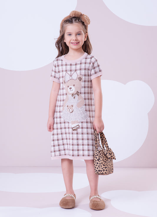 Vestido Tricot Xadrez Ursinha Cristal
