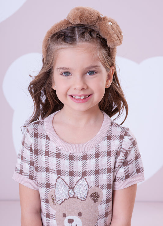 Vestido Tricot Xadrez Ursinha Cristal