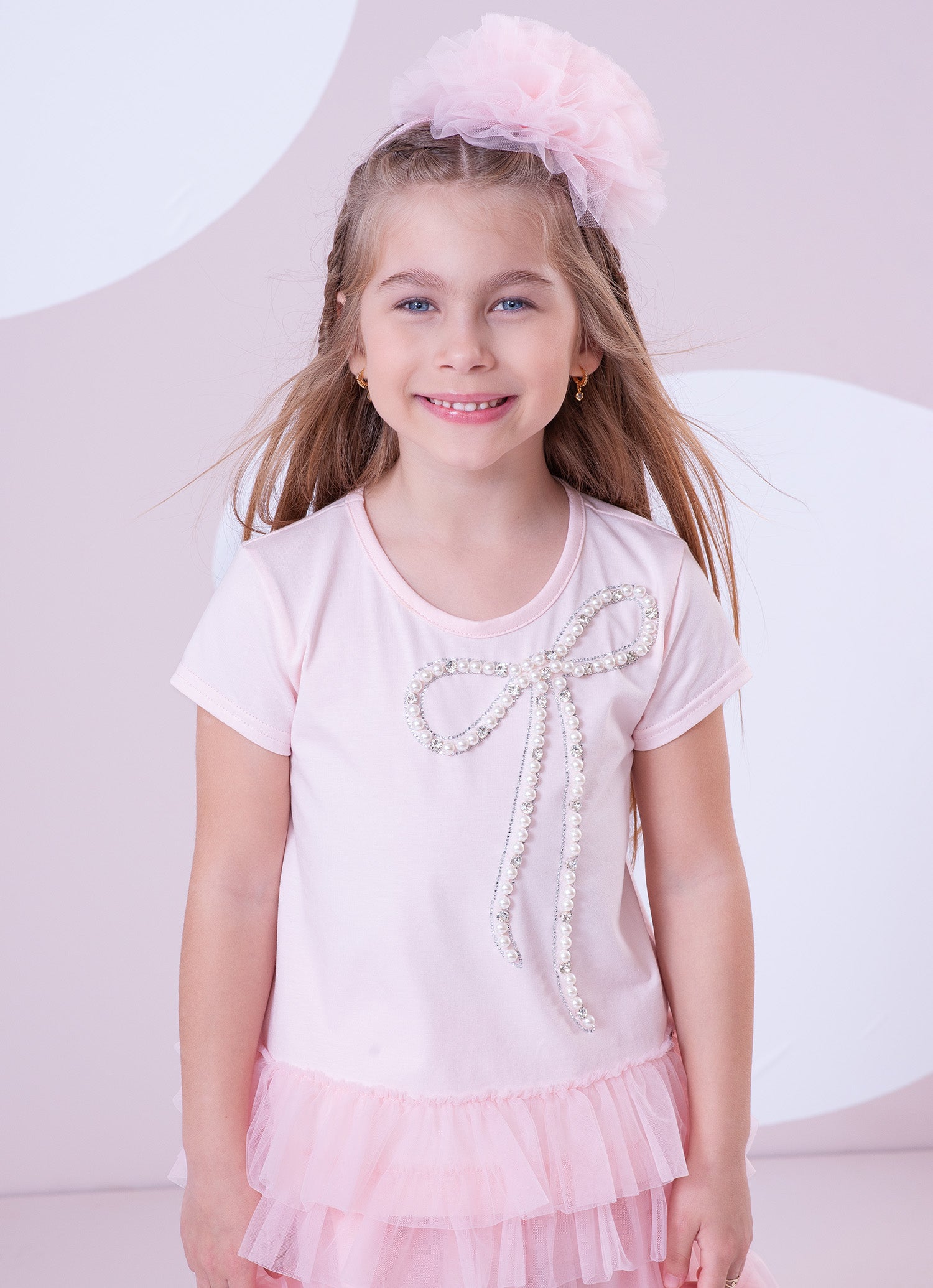 Blusa Cotton Babados Tule Maxi Laço