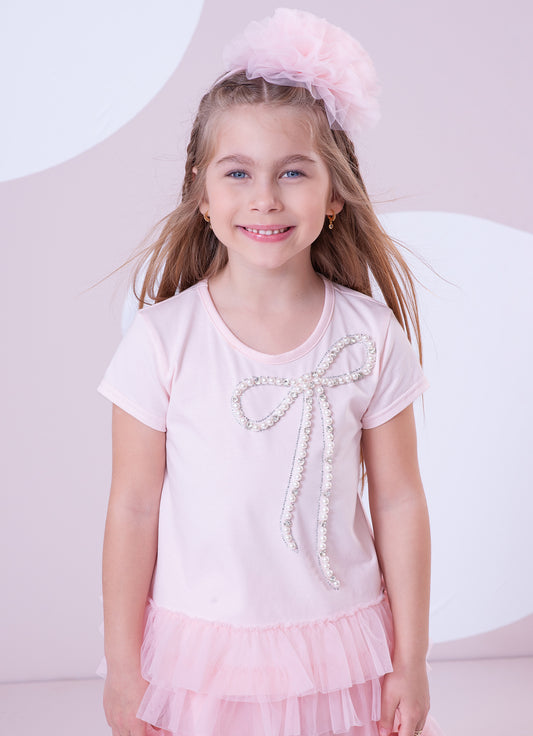Blusa Cotton Babados Tule Maxi Laço