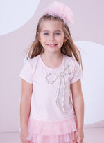 Blusa Cotton Babados Tule Maxi Laço
