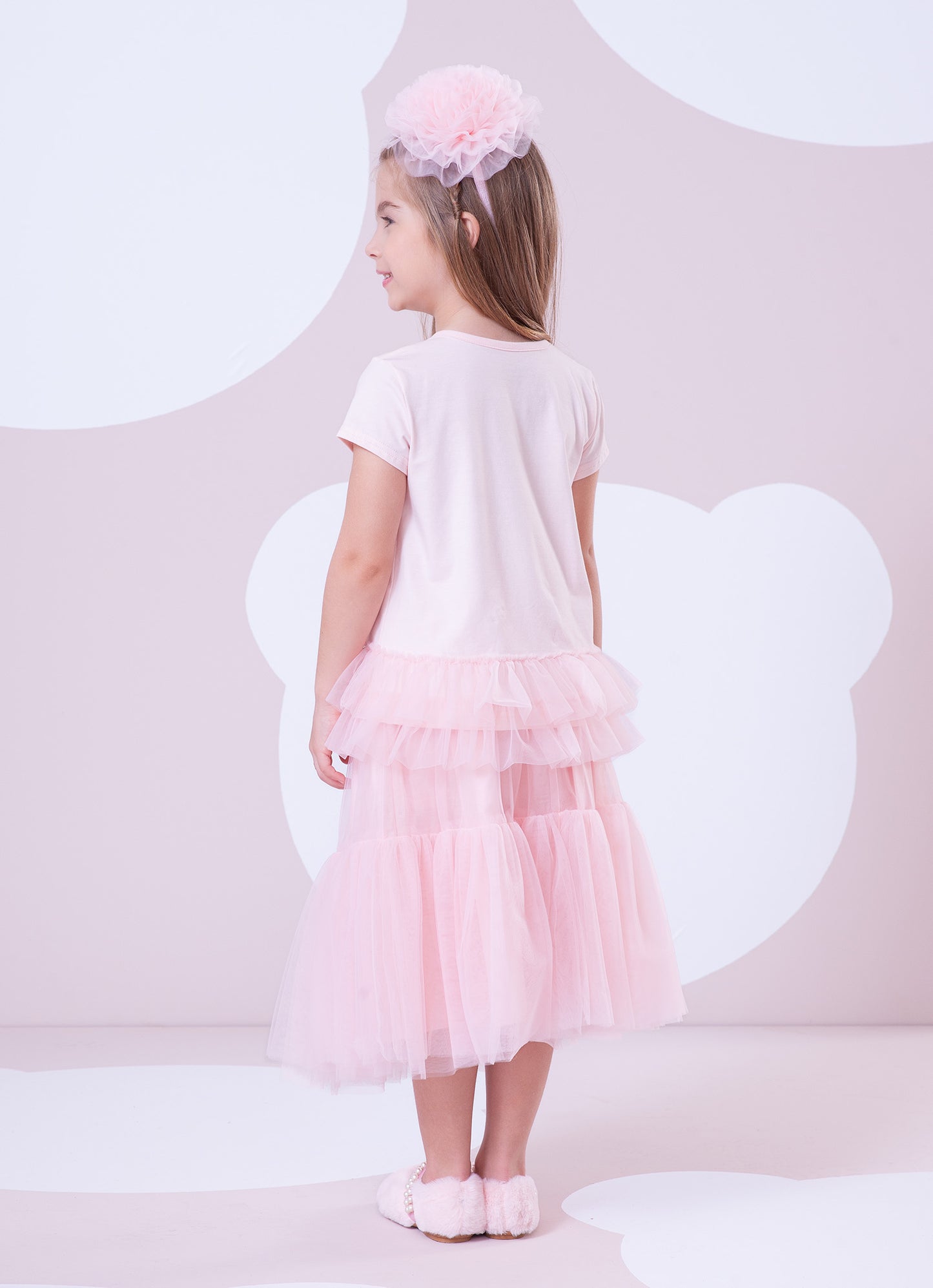 Blusa Cotton Babados Tule Maxi Laço