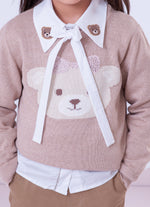 Blusa Tricot Rosto Ursinha Cristal