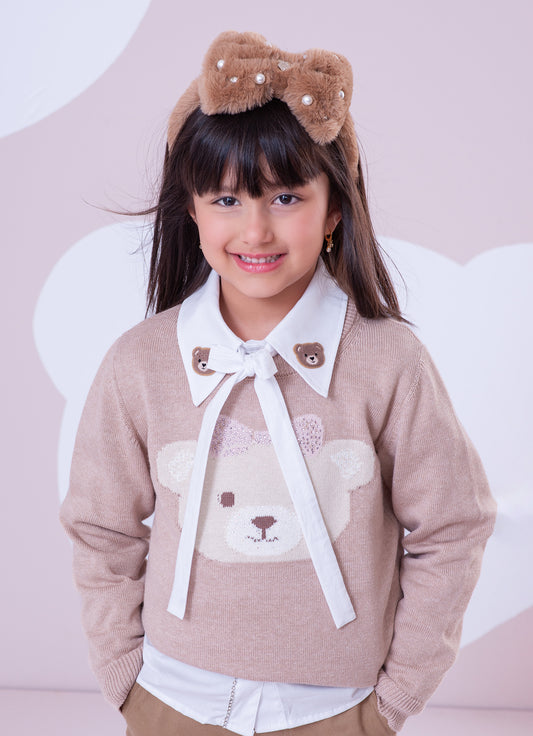 Blusa Tricot Rosto Ursinha Cristal