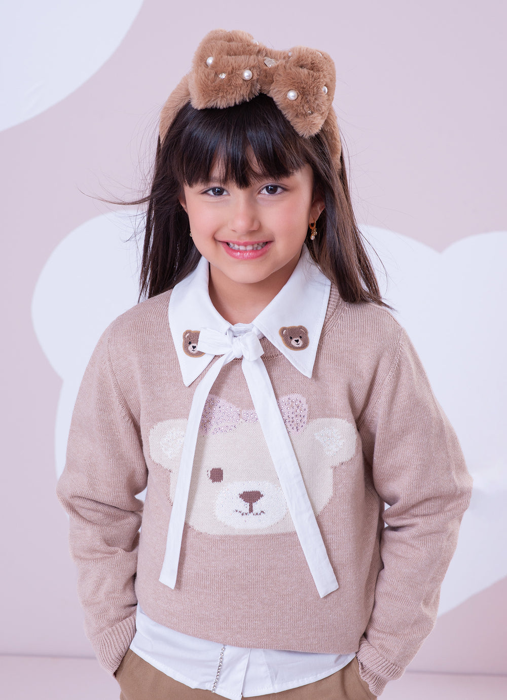 Blusa Tricot Rosto Ursinha Cristal