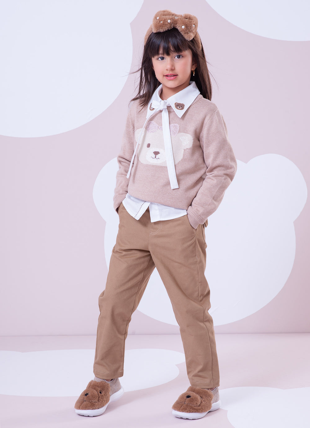 Calça Sarja Bolsos Laços