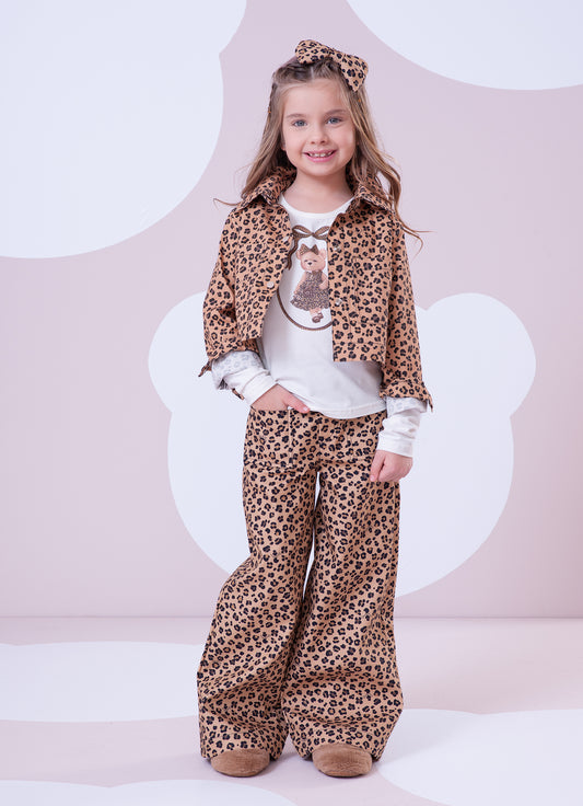 Calça Sarja Reta Estampa Onçinha