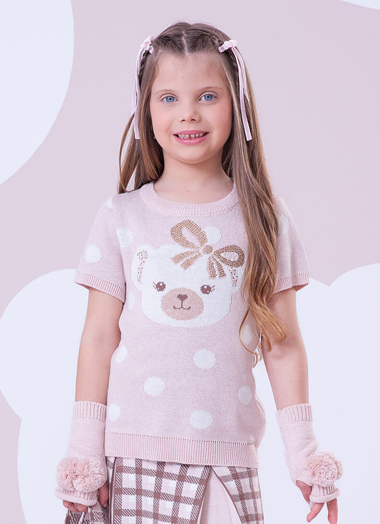 Blusa Tricot  Poá  Rosto Ursinha