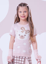 Blusa Tricot  Poá  Rosto Ursinha