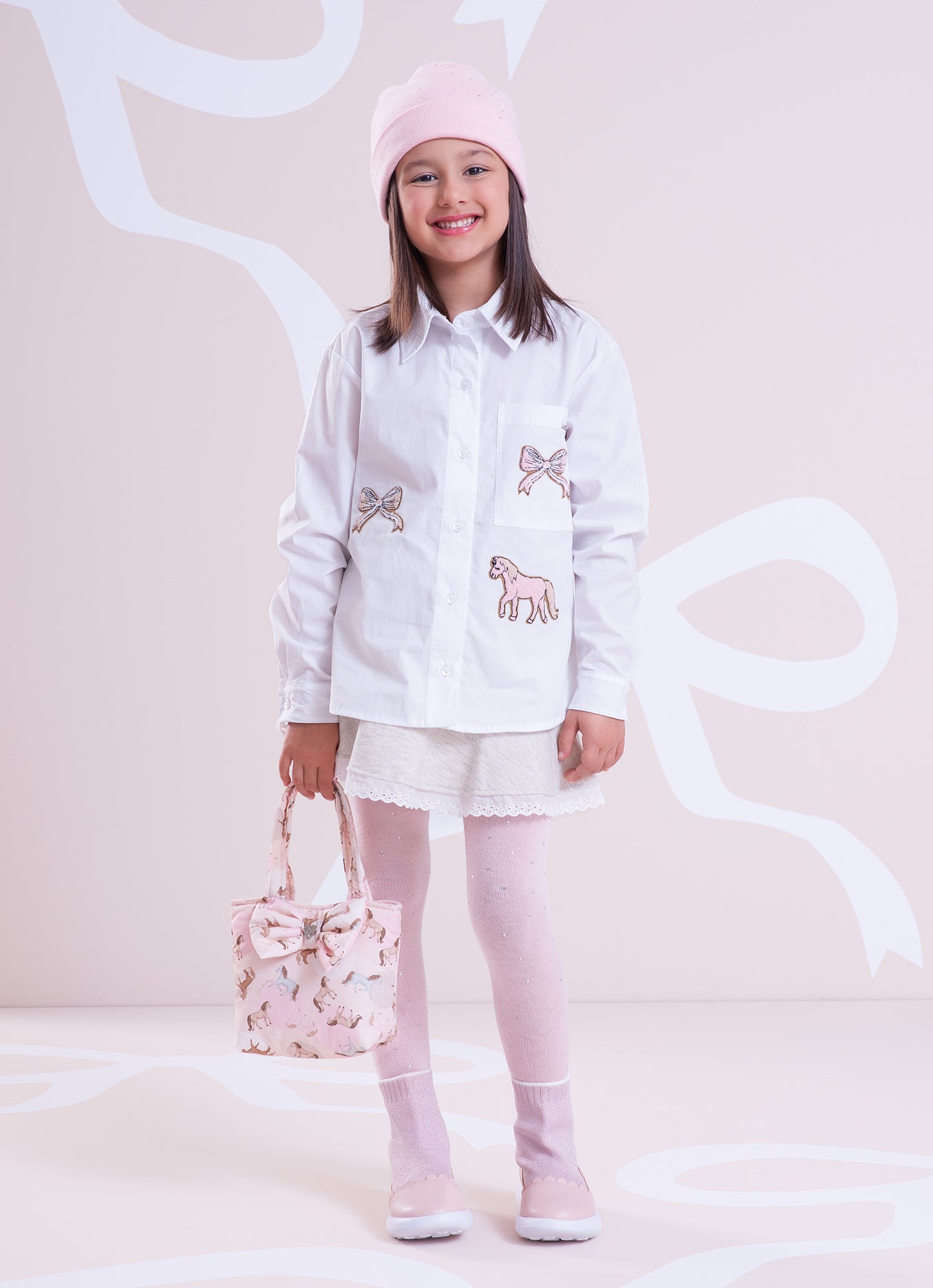 Saia Short Moletom Babado Broderi