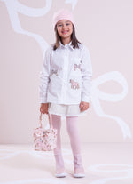 Saia Short Moletom Babado Broderi