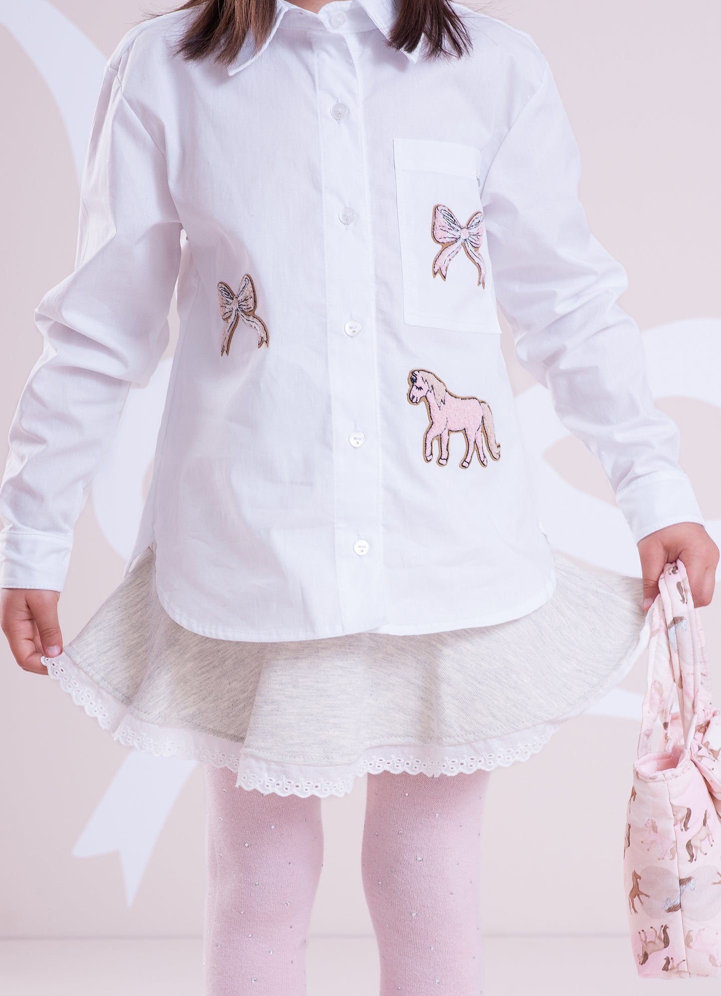 Saia Short Moletom Babado Broderi