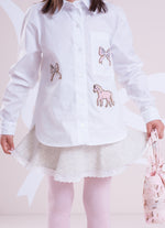Saia Short Moletom Babado Broderi