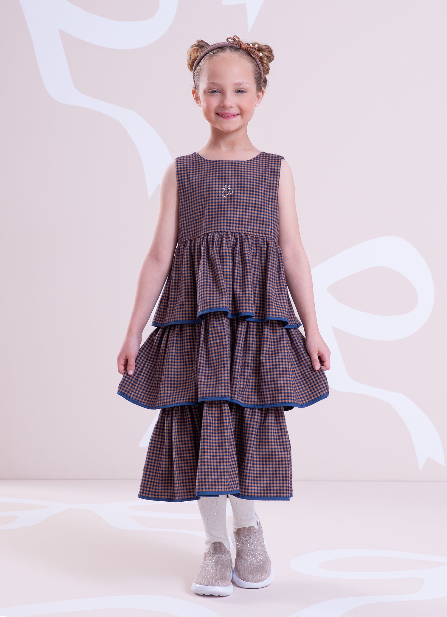 Vestido Xadrez Babados P Cristal