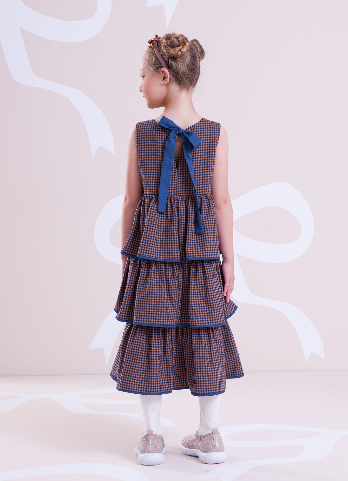 Vestido Xadrez Babados P Cristal