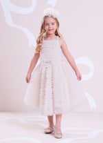 Vestido Alça Conceito Babadinhos Tule Bordados