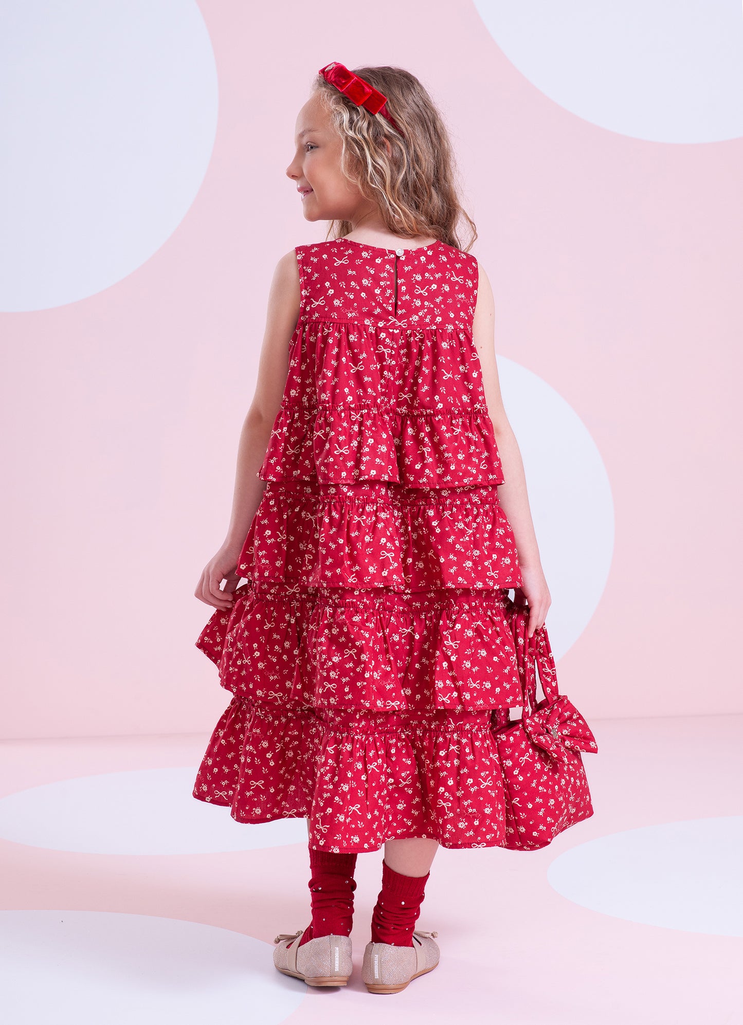 Vestido Algodão Mini Floral Babados