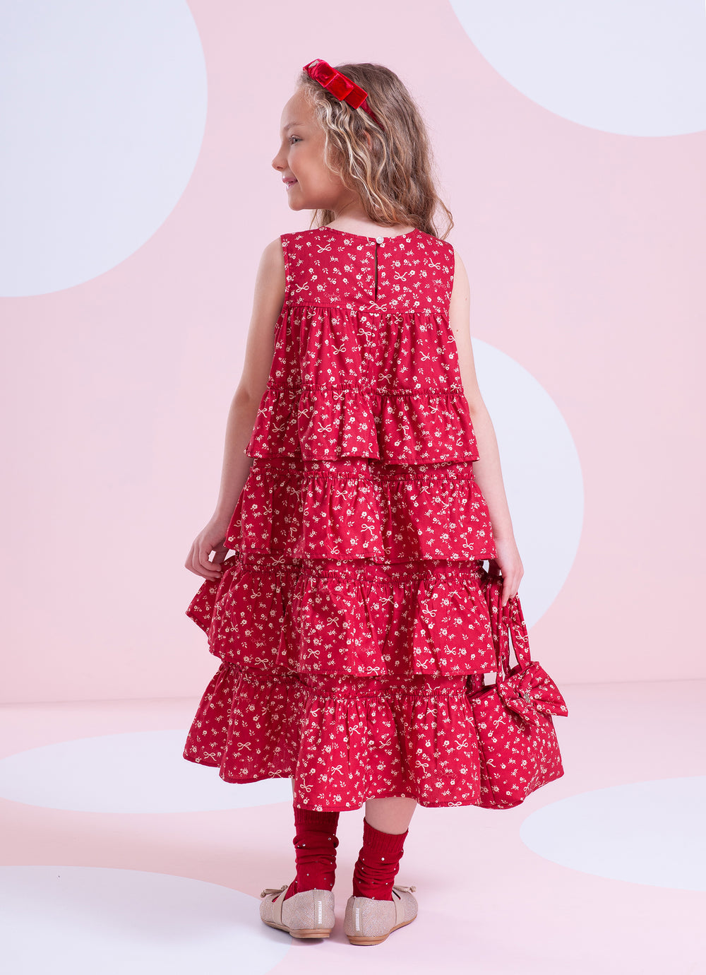 Vestido Algodão Mini Floral Babados