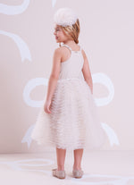 Vestido Alça Conceito Babadinhos Tule Bordados