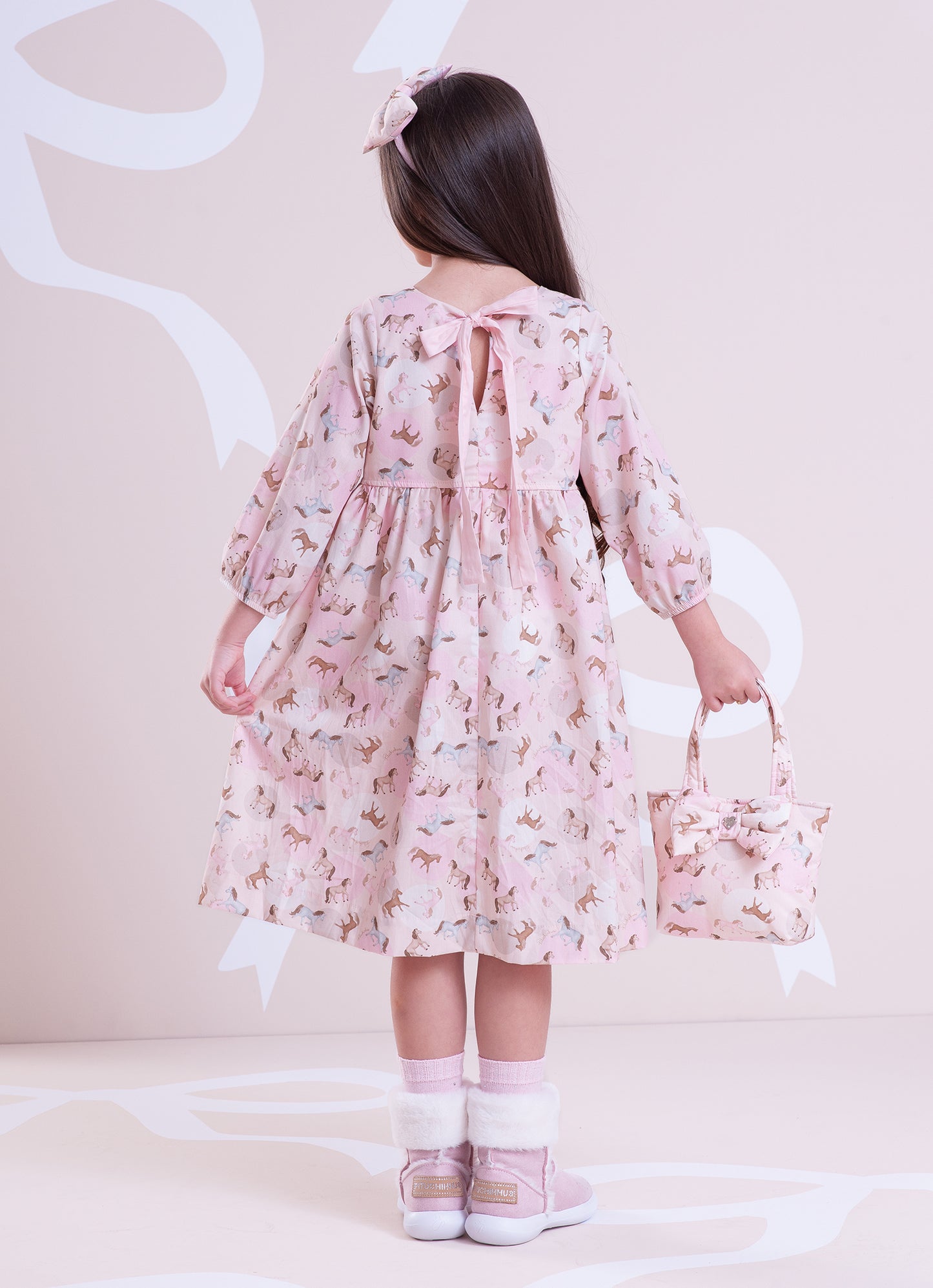 Vestido Algodão Cavalinhos e Poá Bolsos