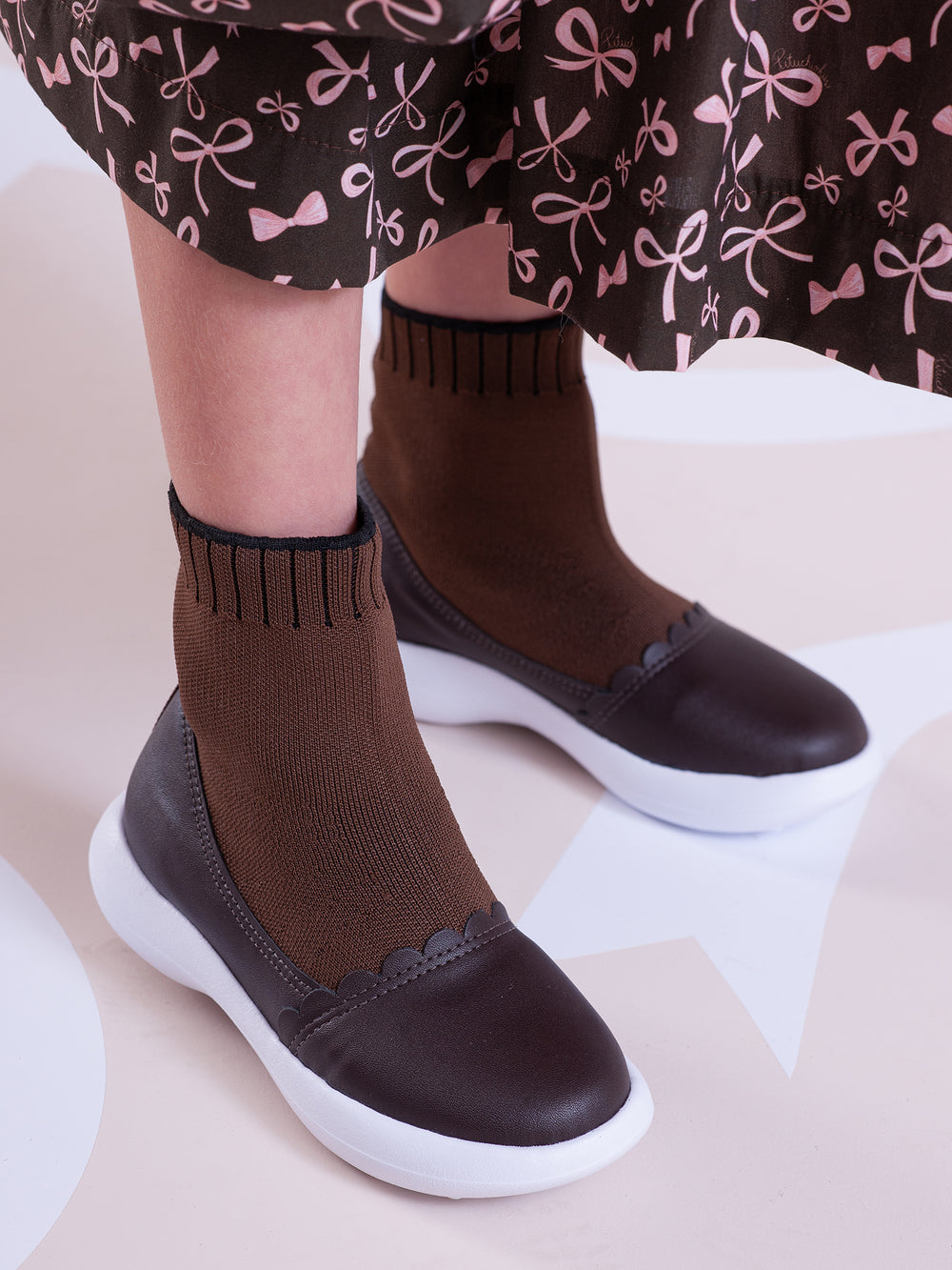 Bota Knit Biqueira Couro