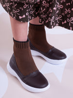 Bota Knit Biqueira Couro