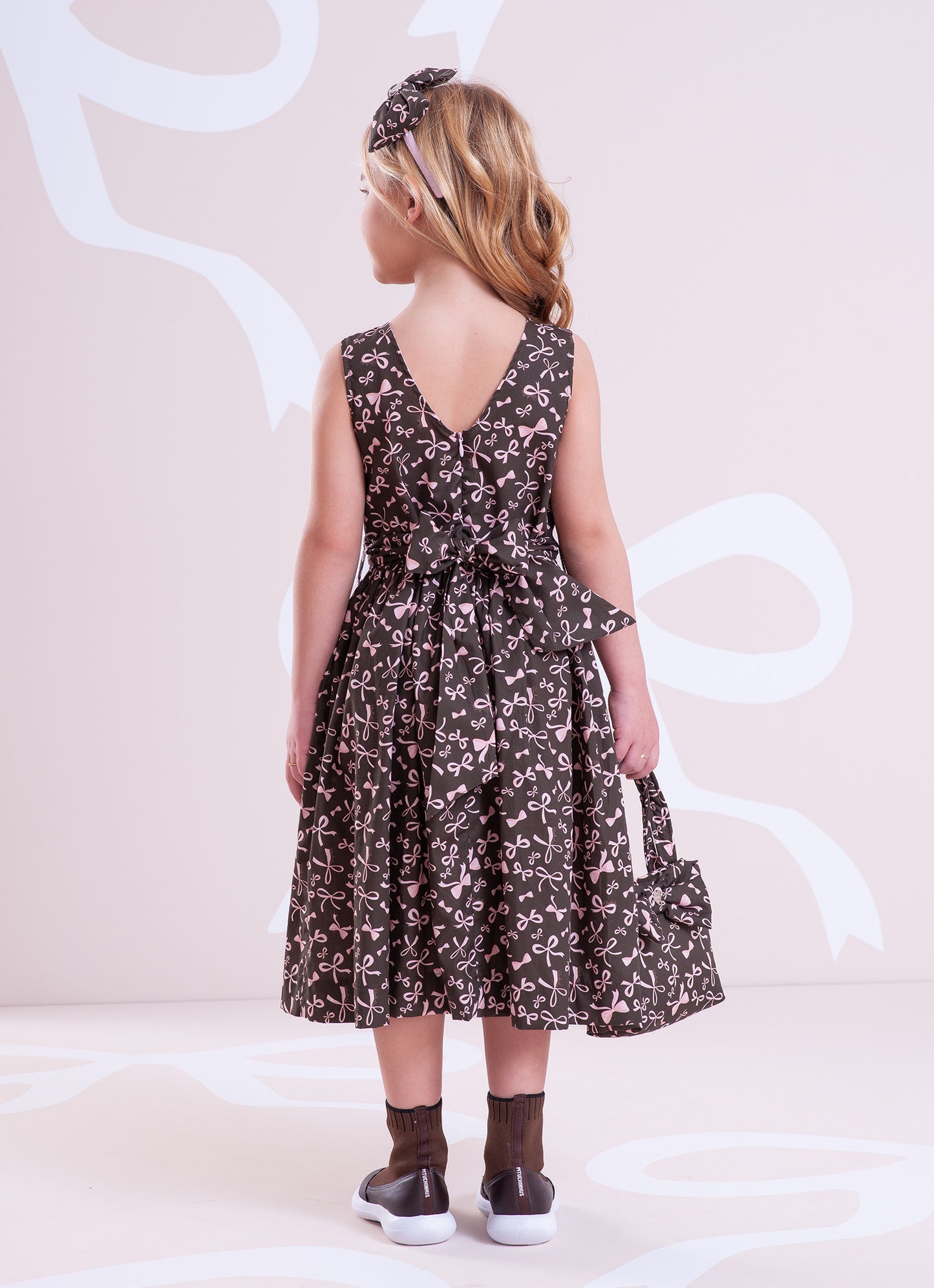 Vestido Algodao Estampa Lacinhos