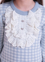 Blusa Tricot Xadrez Jabô Rendado