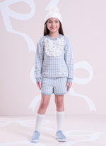 Blusa Tricot Xadrez Jabô Rendado