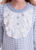 Vestido Tricot Xadrez Jabô Rendado