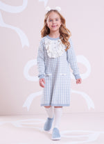 Vestido Tricot Xadrez Jabô Rendado