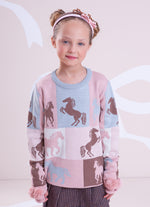 Blusa Tricot Jacquard Multi Cavalinhos