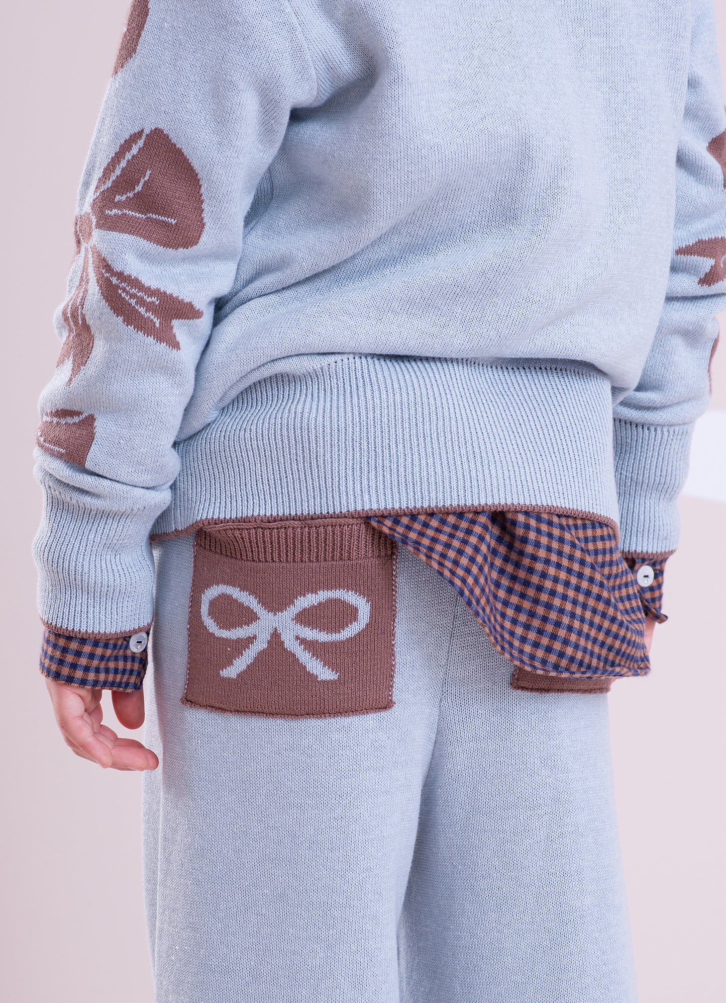 Calça Tricot Reta Barra Laços