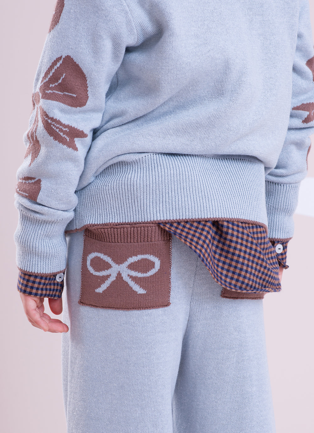 Calça Tricot Reta Barra Laços