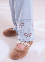 Calça Tricot Reta Barra Laços