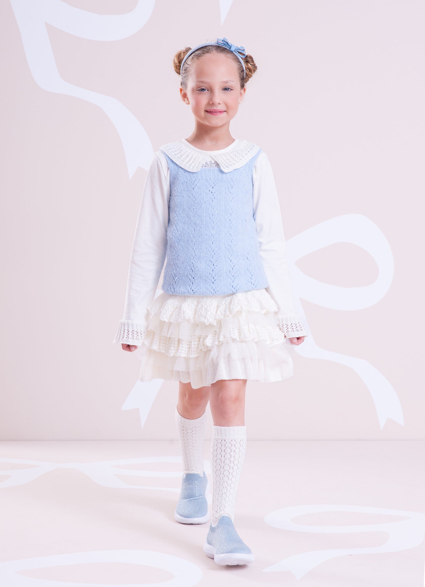 Saia Tricot Babados Renda e Tule