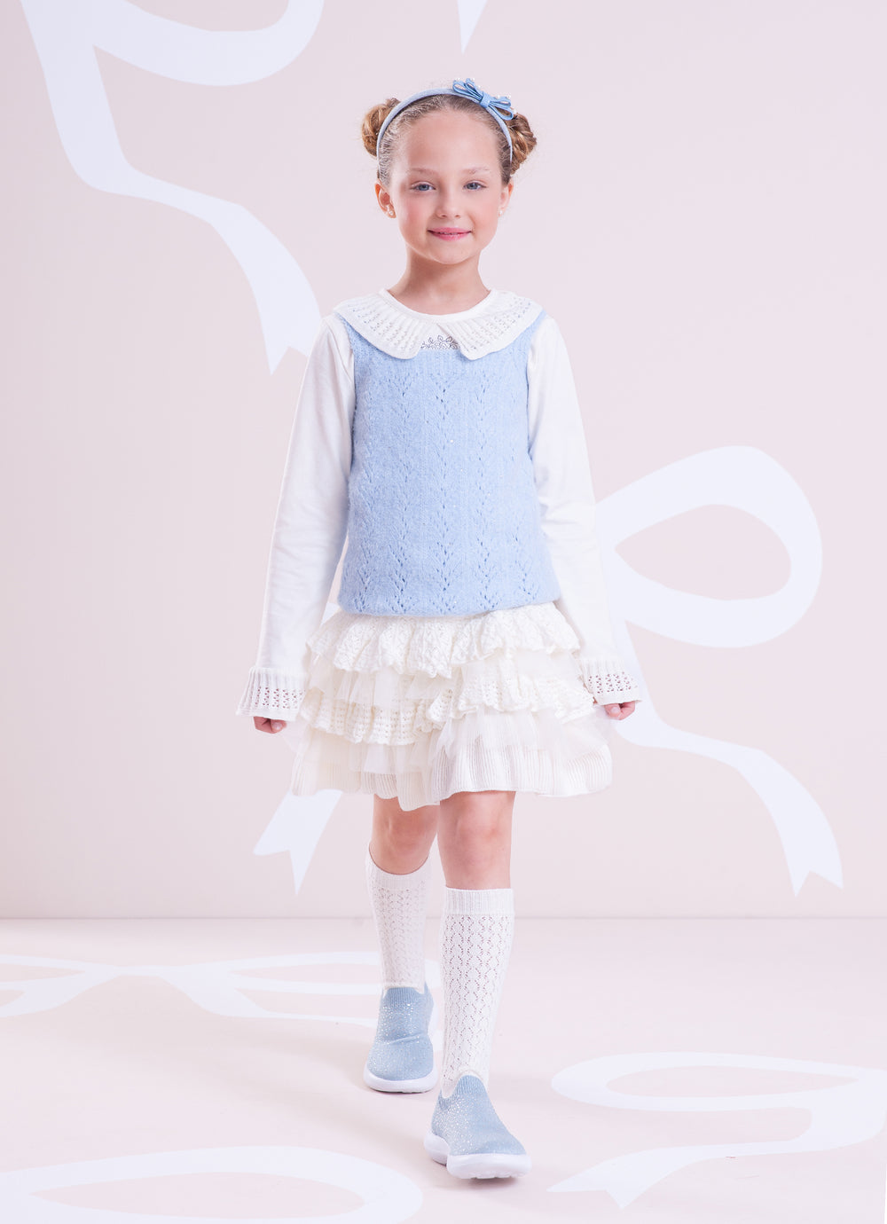 Saia Tricot Babados Renda e Tule
