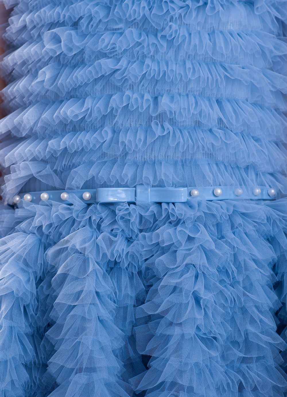 Vestido Alça Conceito Babadinhos Tule Bordados