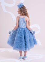 Vestido Alça Conceito Babadinhos Tule Bordados