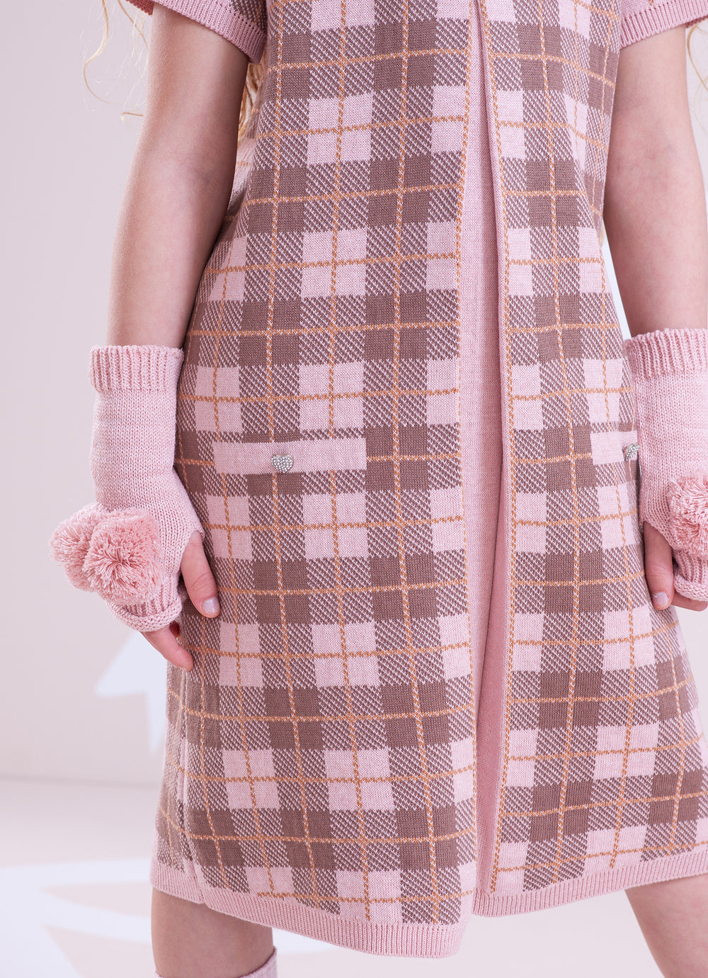 Vestido Tricot Xadrez Prega