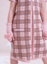Vestido Tricot Xadrez Prega