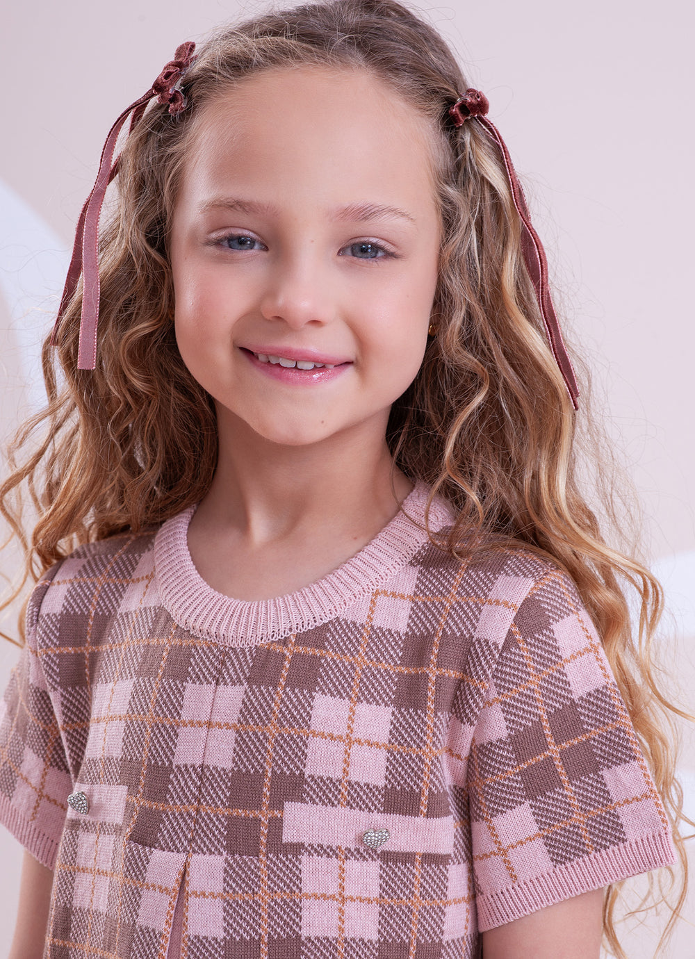 Vestido Tricot Xadrez Prega