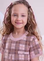 Vestido Tricot Xadrez Prega