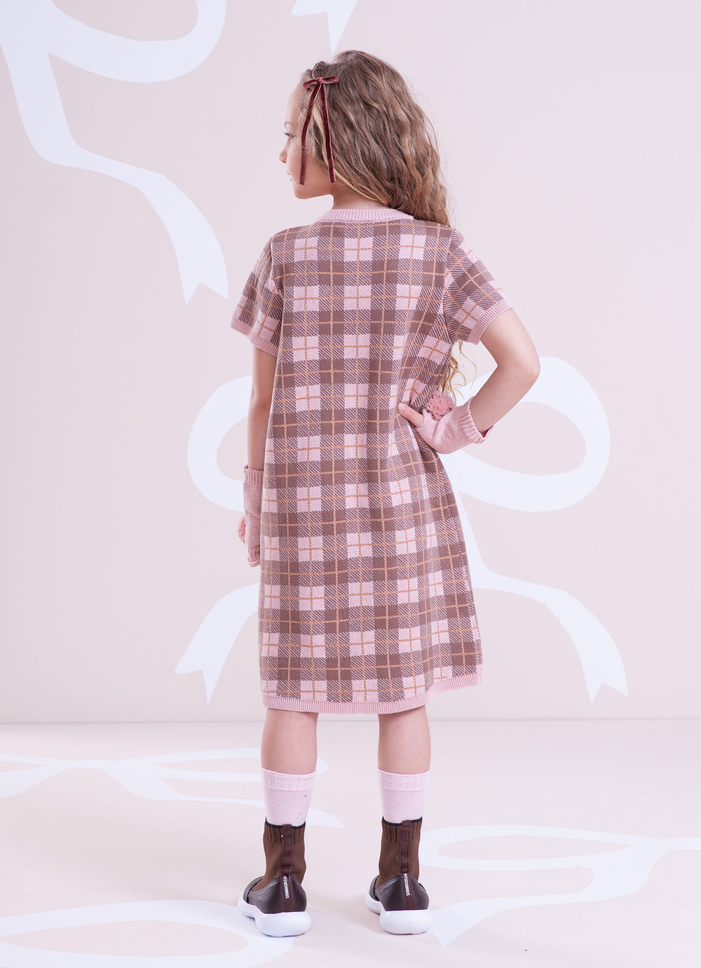 Vestido Tricot Xadrez Prega