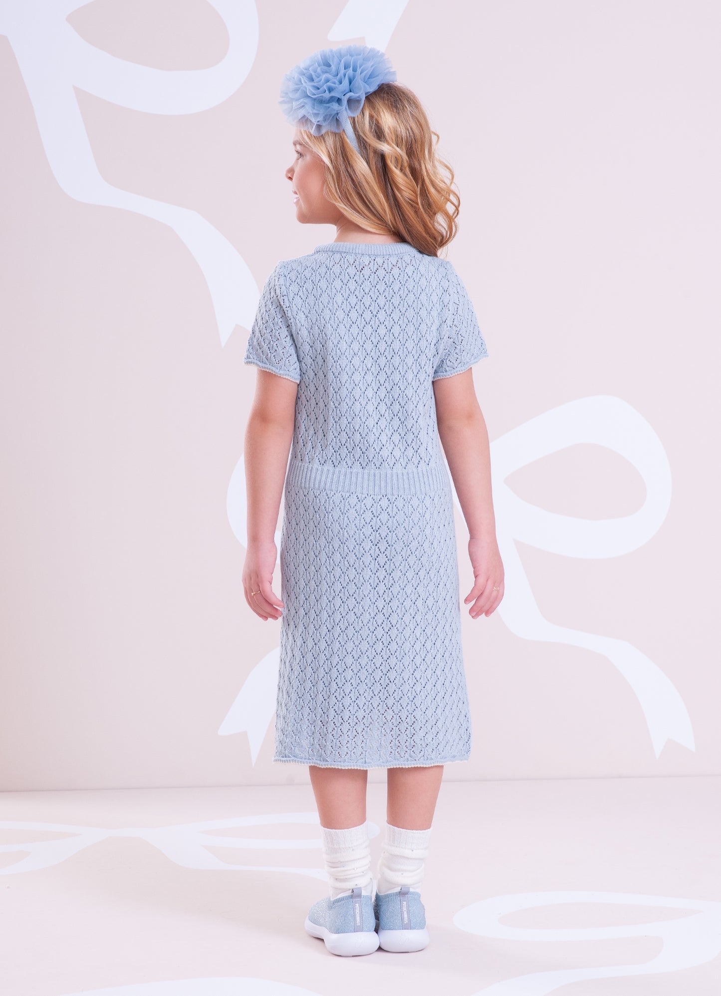 Vestido Tricot Ponto Renda  Bordados