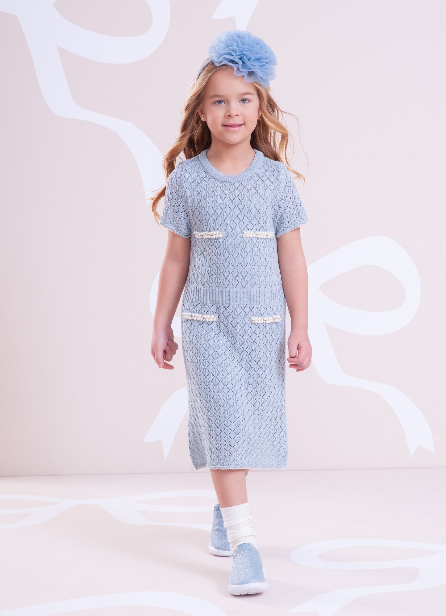 Vestido Tricot Ponto Renda  Bordados