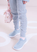 Calça Tricot Ponto Renda Bolsos Bordados