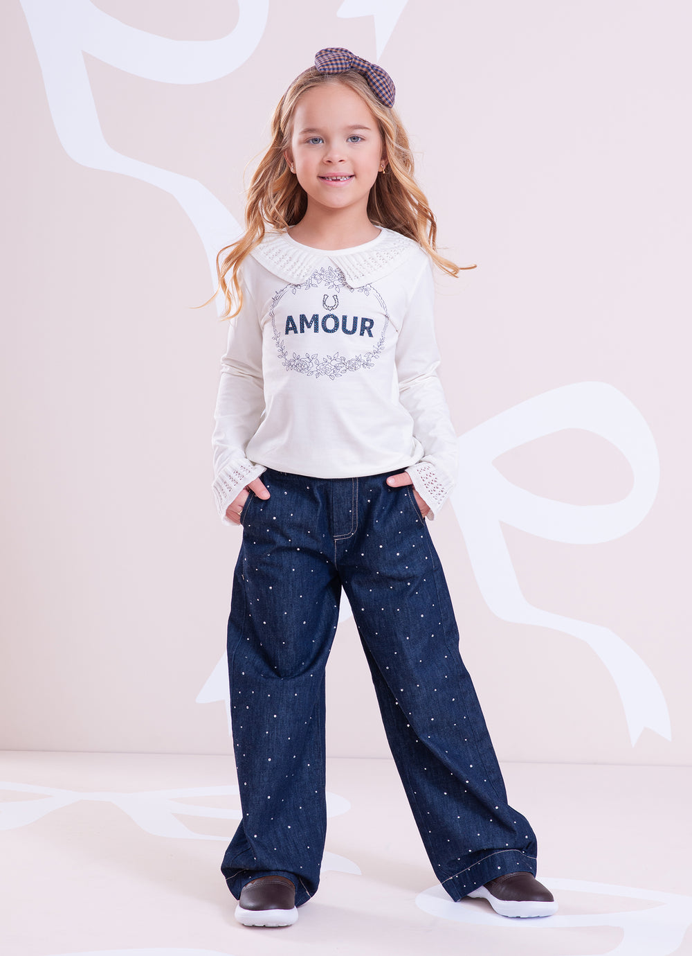 Blusa Cotton Gola e Babado Mangas Tricot