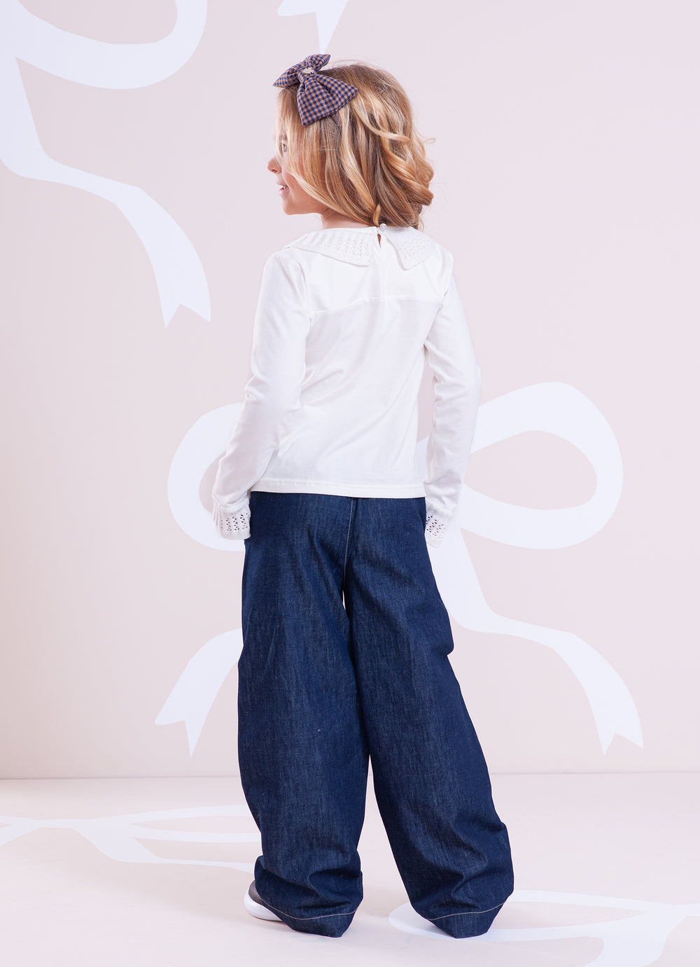 Blusa Cotton Gola e Babado Mangas Tricot