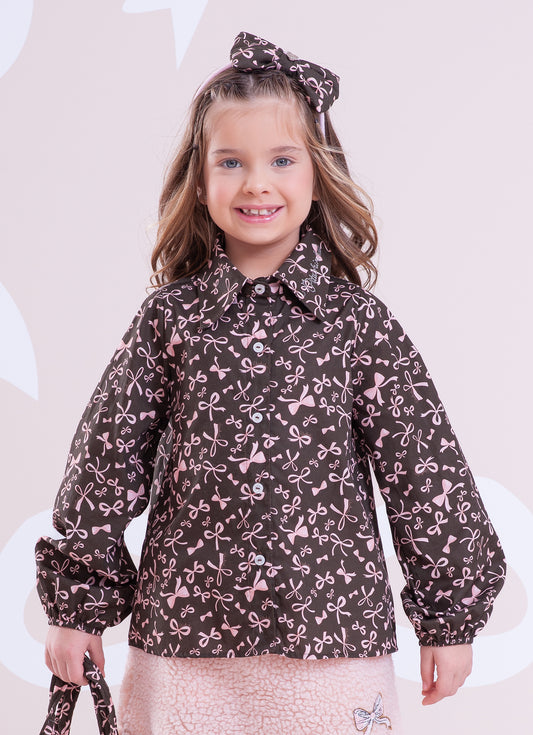 Camisa Algodão Estampa Lacinhos